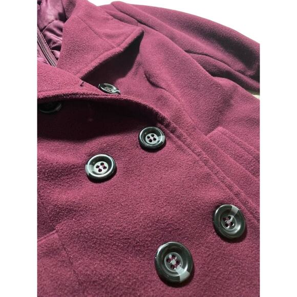Burgundy American Rag Hooded Peacoat Jacket Size S - Picture 3 of 12
